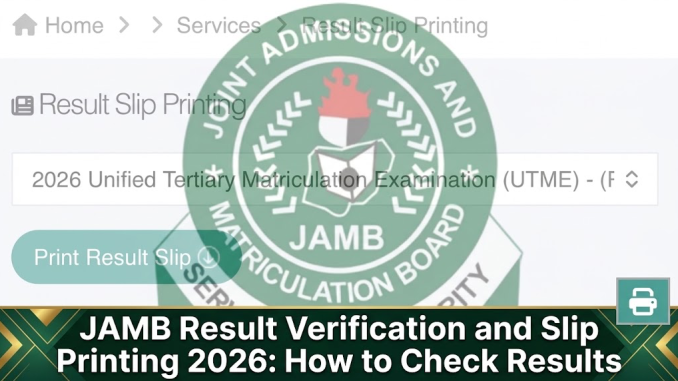JAMB Result Verification and Slip Printing 2026: How to Check Results, Print Slip and Verify O’Level Details
